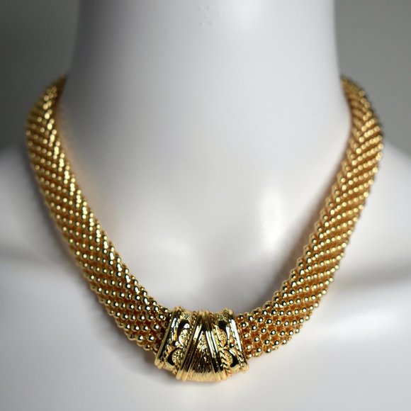 American Vintage Jewelry - VINTAGE 60s GOLD PLATED COLLAR CHOKER NECKLACE ✨